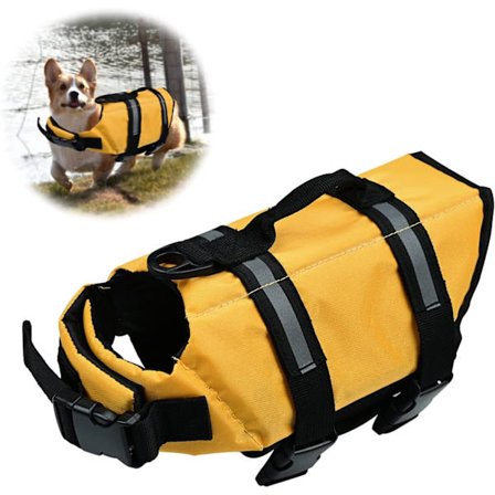 Gul, M Hund Redningsvest, Reflekterende Hund Redningsvest, Hund Redningsvest med Håndtag, Justerbart Bælte til Svømning og Surfing