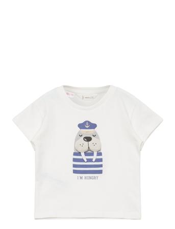 Cotton Printed T-Shirt T-shirts Short-sleeved Hvit Mango*Betinget Tilbud