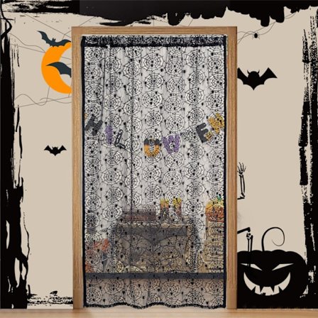 Mustat pitsiverhot - Hämähäkki, 100cm x 200cm Puoliläpinäkyvät Verhot