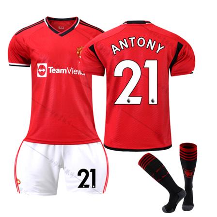 23/24 Ny sæson Hjem Manchester United F.C. ANTONY Nr 21 Børnetrøje-pakke Barn-18