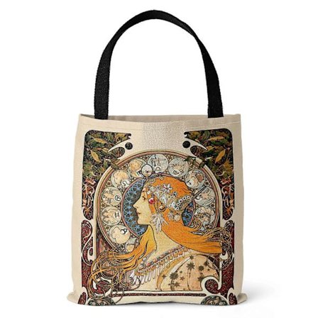 Trykt Tote Bag Shopping Bag i Canvas for Kvinner, Slitesterk Tote Bag