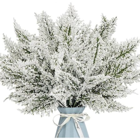 24 Pakke Kunstige Julefuru Kvister for Garlandlaging, Kranselaging og Juledekorasjon for Hjemmehage (C-Snødekt) (LGL)