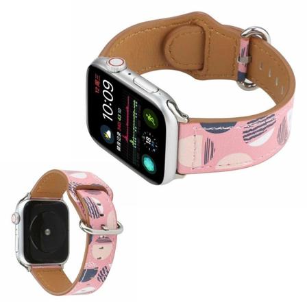 Apple Watch Series 6 / 5 40mm kuvioitu aito nahkainen kellonauha - Söpö Kuvio Pink