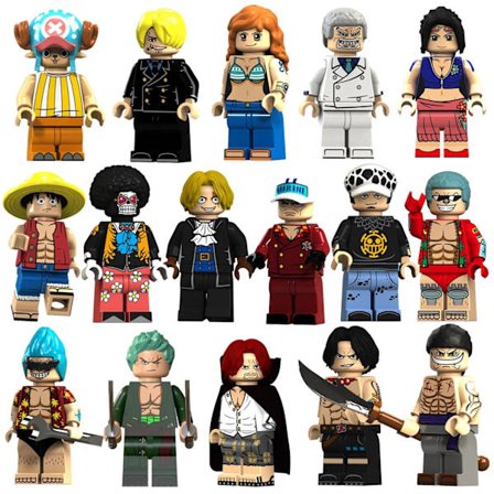 16 st One Piece Actionfigurer Byggset 1.77/3.14 Tum Samlarobjekt Anime One Piece Actionfigurer Byggset