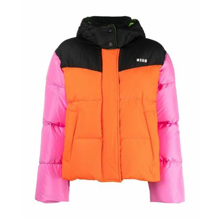 Msgm, Down Jacket Oranje, Dames, Maat:XS