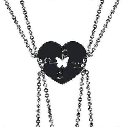 4 Delar Pussel Hjärta Halsband Hänge Anpassat Namn ID Brickor Vänskap Bästis Syster Bror Gåva