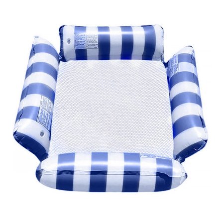 Uppblåsbar Pool Float Lounge Stol Hopfällbar Flytande Flotte Randig Luftmadrass