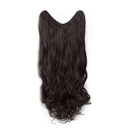 Hiustenpidennysten pala Universaali Naisten Yksi Pala U-Muotoinen Näkymätön Merkitsemätön Synteettinen Peruukkipala Ruskea Musta Kiharat 60cm / 23.6in