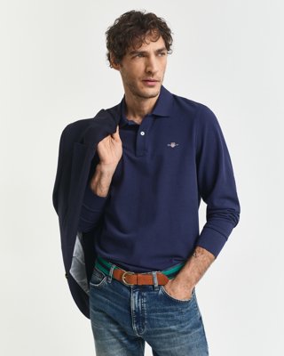GANT - Klassisk piquéskjorte med lange ermer i regular fit til herre evening blue