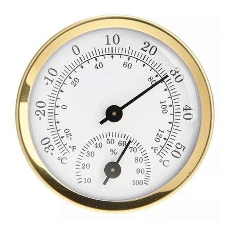 Mini Guld Analog Termometer Hygrometer Rum Inomhus Temperatur Fuktighetsmätare