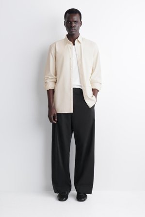 COS Men's Cotton Wide-Leg Chinos in Black