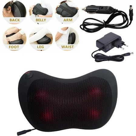 Avslappende massasjepute vibrator hode skulder rygg varme elting infrarød terapi shiatsu pute nakkemassasje~06254