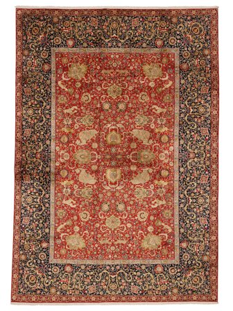 Medallion Large Kashmir Pure Silk Rug 303X436 Silk
