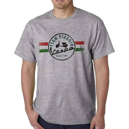Klassisk Vespa Scooter Retro Italiensk Mods Disterad print Sport Grå T-shirt Herr Rundhalsad Kortärmad T-shirt bomull Mode Casual Kläder