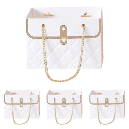 4 stk Blomster Tote Bag Foldbar Universal Gaveemballasje Blomsterboks (Hvit)