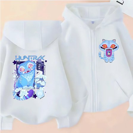Barne Zip Up Sweatshirts Tiger Kpop Demon Hunters Hettegenser Barneklær Jente Gutt Sweatshirt Glidelås Hette Baby Topp