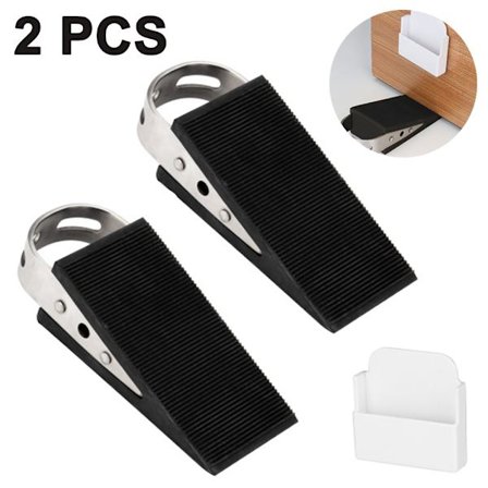 Dörrstopp med handtag i rostfritt stål look set om 2 -