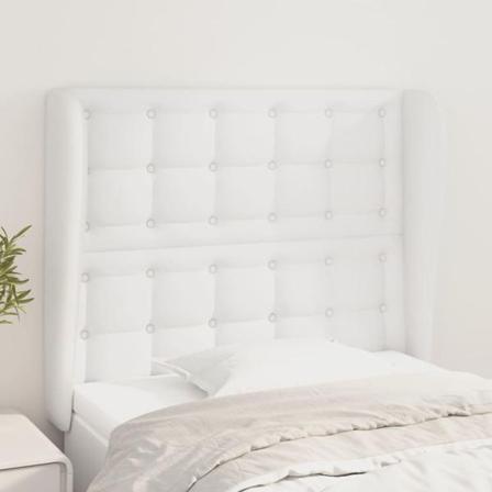 Vidaxl Huvudgavel Med Kanter Vit 83x23x118/128 Cm Konstläder Vit