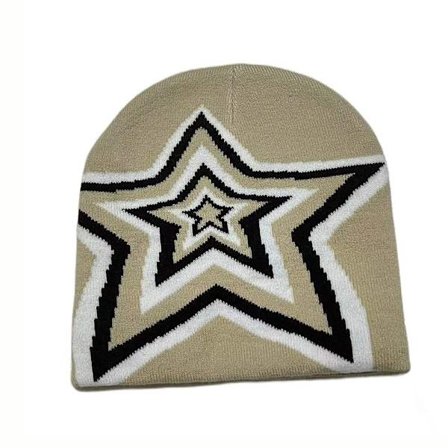 Stickmössa Cap Beanie Bonnet BEIGE&COFFEE