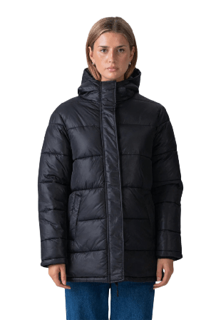 TeeShoppen Lång Pufferjacka Vinterjackor Dam Svart M