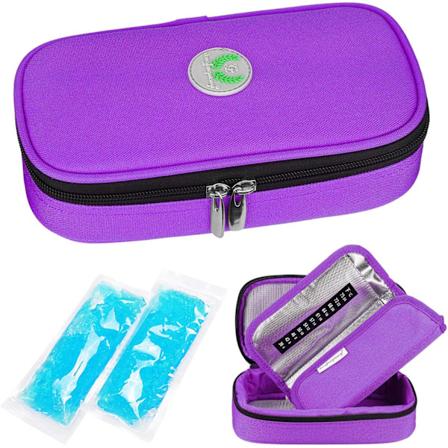 Insuliinikylm laukku Diabeteslaukku - L kkeiden Diabeetikoiden Eristetty Kannettava Kylm laukku 2 J pakkauksella (Violetti)
