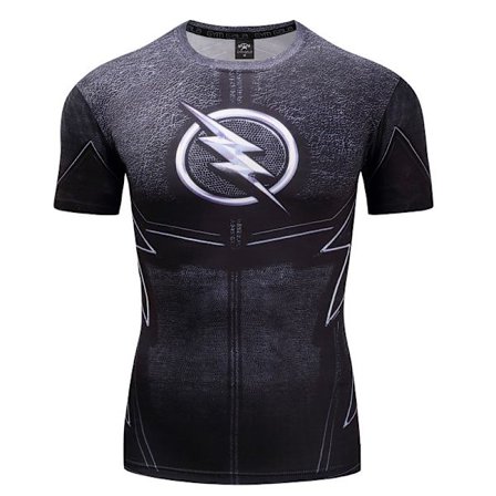 Digital Print Superman Kortærmet Captain America Sports Tætsiddende Tøj Hurtigtørrende Fitness Stretch T-shirt