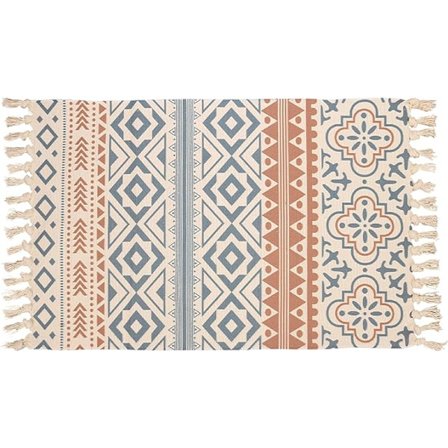 Bohemisk bomullsmatta för inomhus- och utomhusbruk med fransar, liten Han