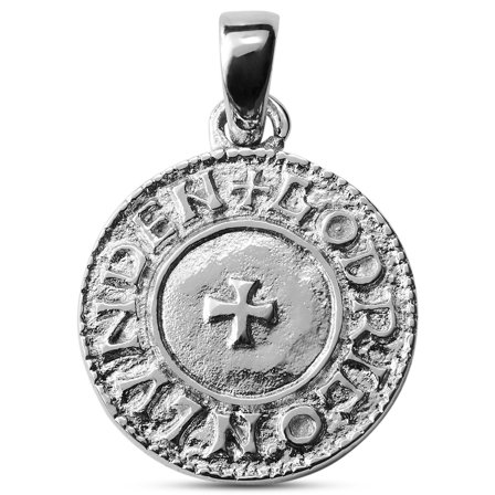 Les Makt Silver-Tone Viking Coin Pendant for Men - Necklace pendants