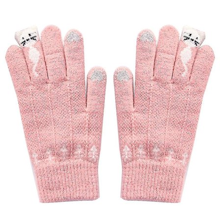Vinter Dam Söta Tecknade Katter Pekskärmshandskar Hel Finger Stickade Vantar