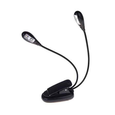 Musiknodelampe med klemme - 2 fleksible arme med 4 LED-lys