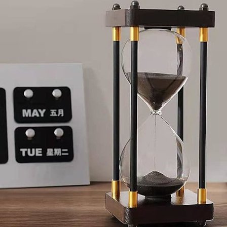 Tidsglas, Timeglas, Sandur, Tidsglas til skrivebord, Tidsglas med træbase, 60 minutters sandur til skrivebordsdekoration