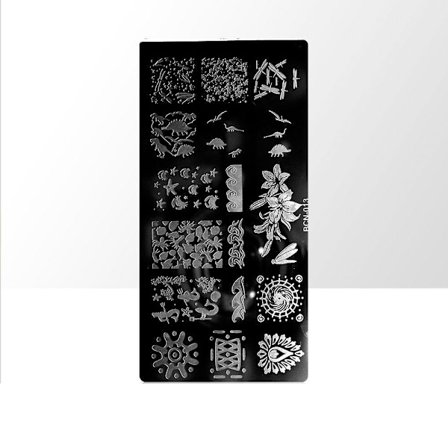 Stämpelplatta - Nageldekorationer - BCN-013 - Rektangel