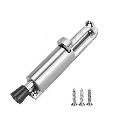 Kraftig Fjær Dørstopper Metall Dørstopper Sink Legering Fjær Dørstopper for Innendørs og Utendørs Pedal Børstet Sølv