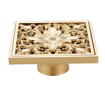 Antik Messing Firkantet Gulvafløb med Afløbsfilter til Badeværelse