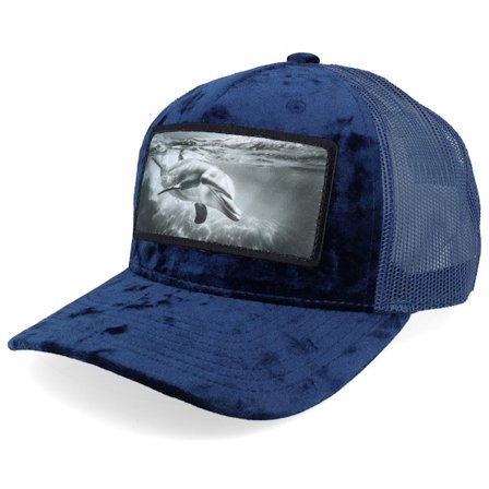 Calza Pennello - Blå trucker Keps - Dolphin Big Patch Velvet Navy Trucker @ Hatstore