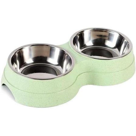 Dobbeltlags hundeskål og katteskål i rustfrit stål, en-plade dobbelt-formål hundeskål og katteskål kæledyrsprodukter