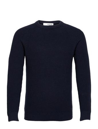 Slhirven Ls Knit Crew W Neulepaita Pyöreä Kaula-aukko Sininen Selected Homme