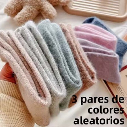 3 stk. - Tre par vinterstrømper til kvinder, bløde ensfarvede mid-calf strømper med simpelt design, polyesterstrømper til kvinder