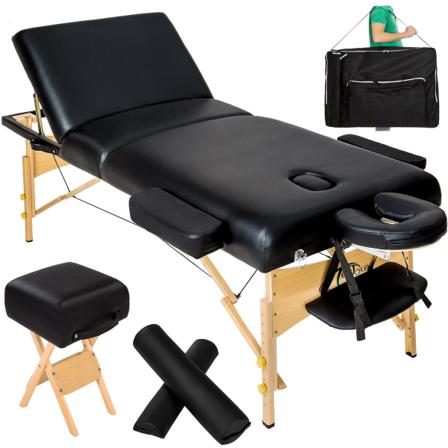 Tectake 3-zons Massagebordsset Med 10 Cm Stoppning Och Träram Svart