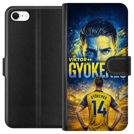 Kompatibel Tegnebogsetui til Apple Apple iPhone 6s Viktor Gyökeres fodboldplakat i gul og blå farve med dramatisk stadionbaggrund, sportsillustratio