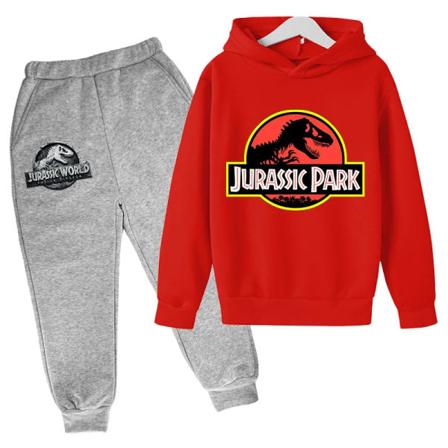 Jurassic Park Dinosaurier Barnkläder Huvtröjor + Set Pojkar Flickor Semesterpresent Sweatshirt Vår Höst Kappa Sportdräkt Army Green 120cm