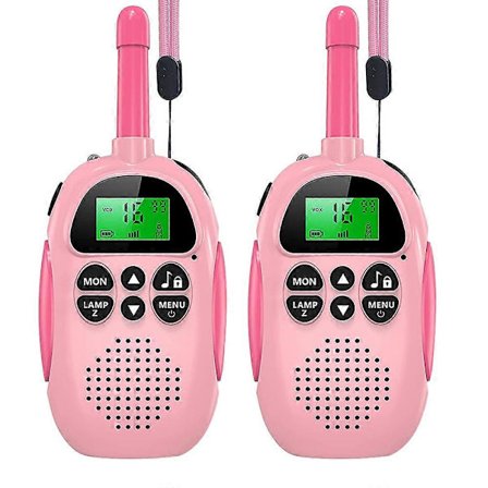 2 Pakke Walkie Talkies For Barn Oppladbare - Barn Jule Bursdagsleke Gave Med Lommelykt For Utendørs Camping Fotturer - Rosa + Rosa