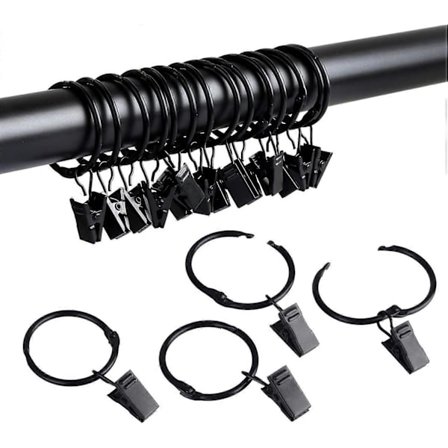 28-pack Metall Öppningsbara Gardinringar med Clips, 1,5 tum Innerdiameter