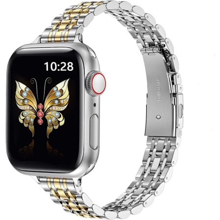 Erittäin ohut metalliranneke, yhteensopiva Apple Watch -rannekkeen kanssa 49 mm 46 mm 45 mm 44 mm 42 mm (Series 3/2/1), tyylikäs ruostumattomasta 