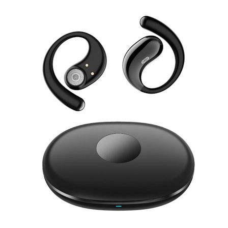 6.0 open-ear dobbelt-side stereo trådløst Bluetooth headset med 4000mAh ladetui Black