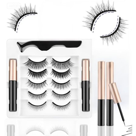 Magnetiske Øjenvipper Sæt, 5 Par Naturligt Udseende Vipper Uden Lim med Eyeliner & Pincet, Genanvendelige Let Påførbare Strips, til Begyndere og