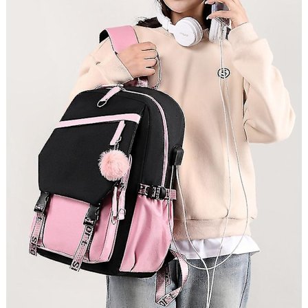 Demon Slayer Ryggsäck Med Usb-port Kamado Nezuko Canvas Skolväska För Pojkar Flickor Resväska Nylon Mochilas