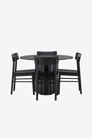 Venture Home - Spisegruppe Olivia med 4 stk spisestoler Montros - Svart - Spisegruppe 4 personer - Fra Homeroom