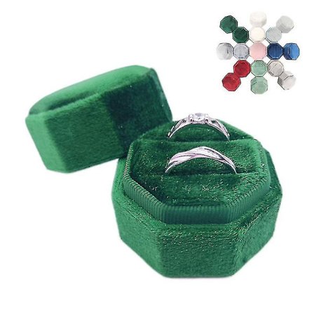 Antiikki Oktagooni Sametti Sormuslaatikko Kaksoissormuksen Näyttöteline Irrotettavalla Kannella Sormuslaatikonpidike Hääseremoniaan