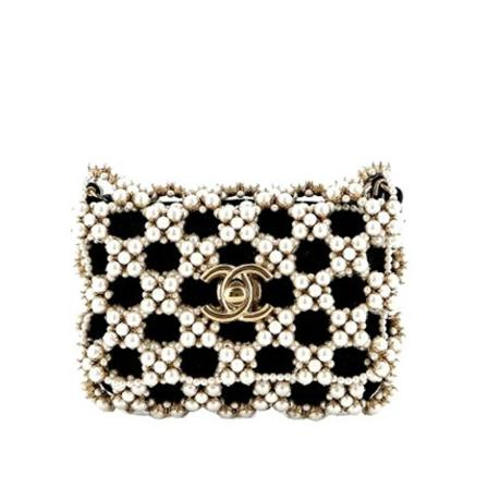 Chanel Vintage Pre-owned Perler chanel-tasker Sort, Dame Vintage Tasker, Størrelse: ONE Size